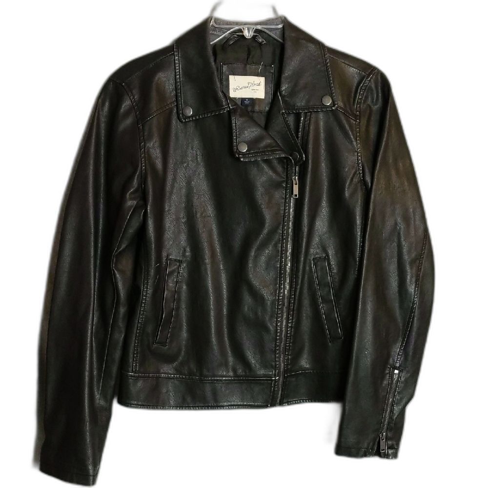 Universal Thread Black Faux Leather Jacket Women's M